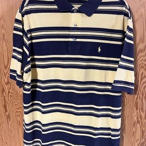 Polo Golf by Ralph Lauren Men's Blue and Yellow Striped Polo
